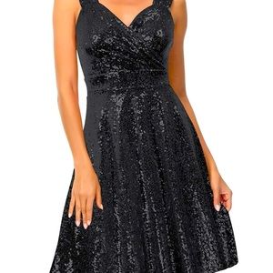 Grace Karin Black Sequin Party Dress XXL Plus Size